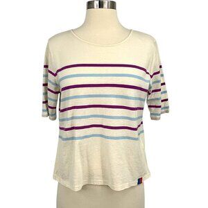 Kule The Crop Tee Size M IvoryBlue Stripes Short Sleeve Top Lightweight